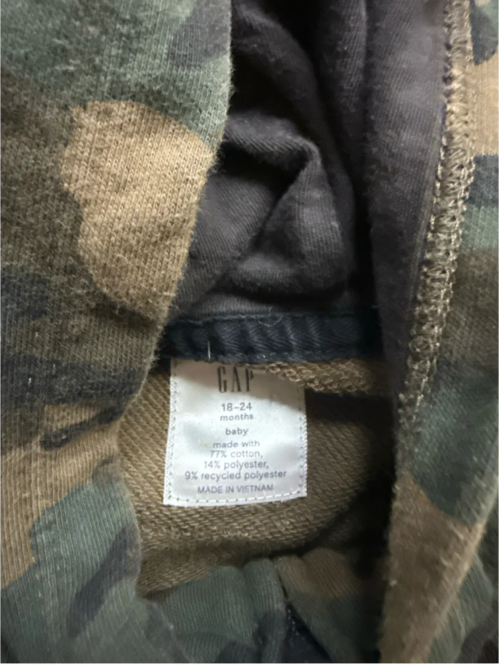 Baby Gap Camo Zip-Up Hoodie 18-24 Months Green Brown